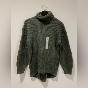 Olive green knit turtleneck sweater